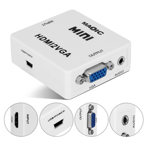 OEM Hdmi2Vga Adapter Mini White Box, HDMI zu VGA Konverter 1080P Audio Video Signal Ausgang HDMI zu Vga Für TV Set-Top-Boxen