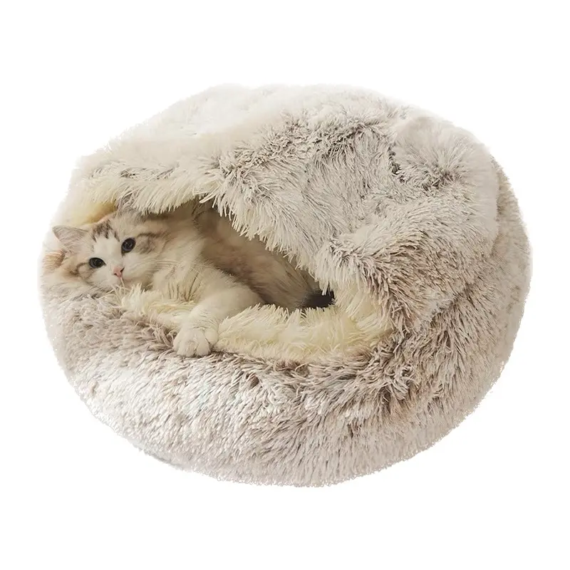 Vente en gros des fabricants, lit pour chat, chenil semi-fermé à coquille chaude pour l'hiver, lit pour chien, litière pour chat fermée