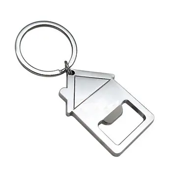 Nouveau porte-clés ouvre-bouteille en forme de maison personnalisé avec logo laser porte-clés en métal pour cadeau promotionnel