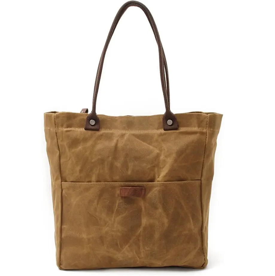 Umwelt freundliche benutzer definierte Logo Baumwolle gewachste Leinwand Einkaufstasche Handtasche Damen Umhängetaschen Casual Tote
