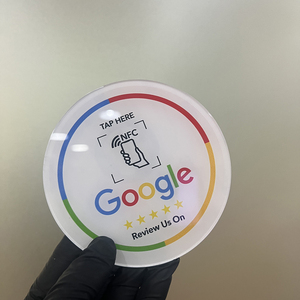 Acrilico quadrato NFC Google recensioni piastre con codice QR variabile RFID interfaccia di comunicazione ISO modello numero