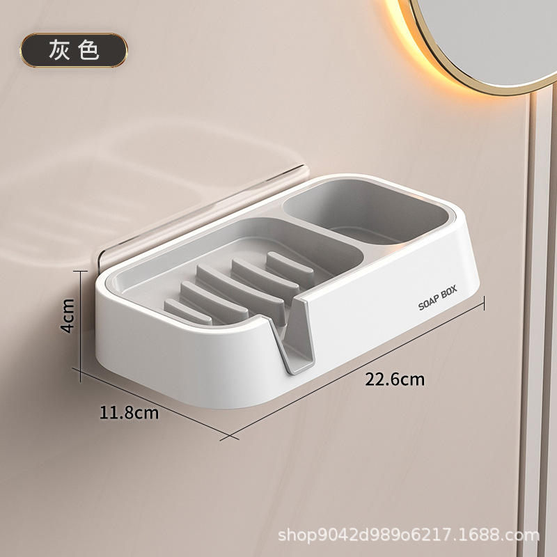 Porte-savon mural gris-blanc