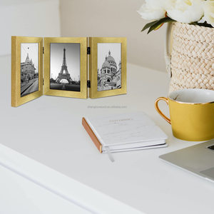 Ahşap üçlü resim çerçeveleri menteşeli ahşap 3 açılış çerçevesi dikey ekran cam ön - Product Image 6