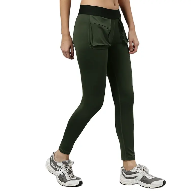 Celana Yoga kebugaran pakaian Gym ketat legging dengan saku pinggang tinggi latihan atletik berlari grosir disesuaikan wanita