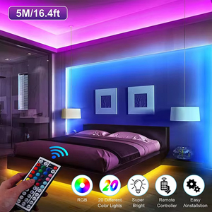 長さ5m & 10mスマートホームLEDストリップライト5050RGB 12Vカラフルなゲームライト付きリモコン付きUL認証景観 - Product Image 3