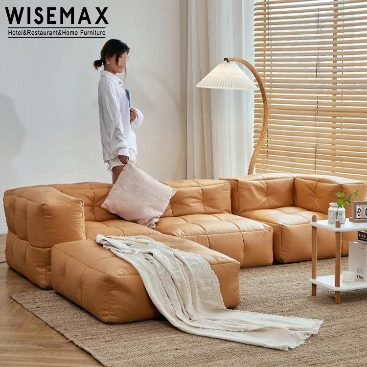 Wisemax mobiliário, design europeu, luxo, couro sintético, sala de estar, sofá, esponja macia, combinação, sofá