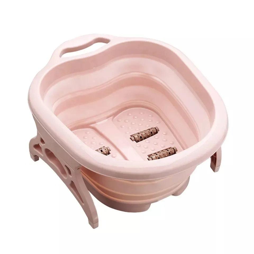 Portable Foot Massage Soaking Pail Foldable Plastic Foot Spa Buckets Roller Bathtub Foldable Pedicure Spa Massage