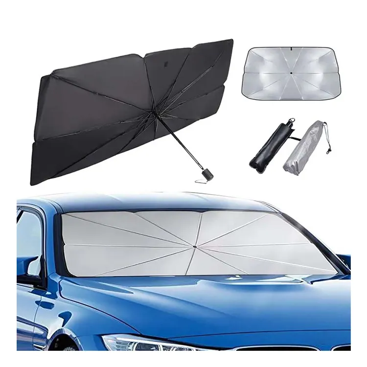 XIANGTA โลโก้ที่กําหนดเองพับ UV Proof Sun Visor 170T 190T รถบังแดดร่มป้องกันความร้อนสําหรับซีดาน SUV กระจกหน้ารถ