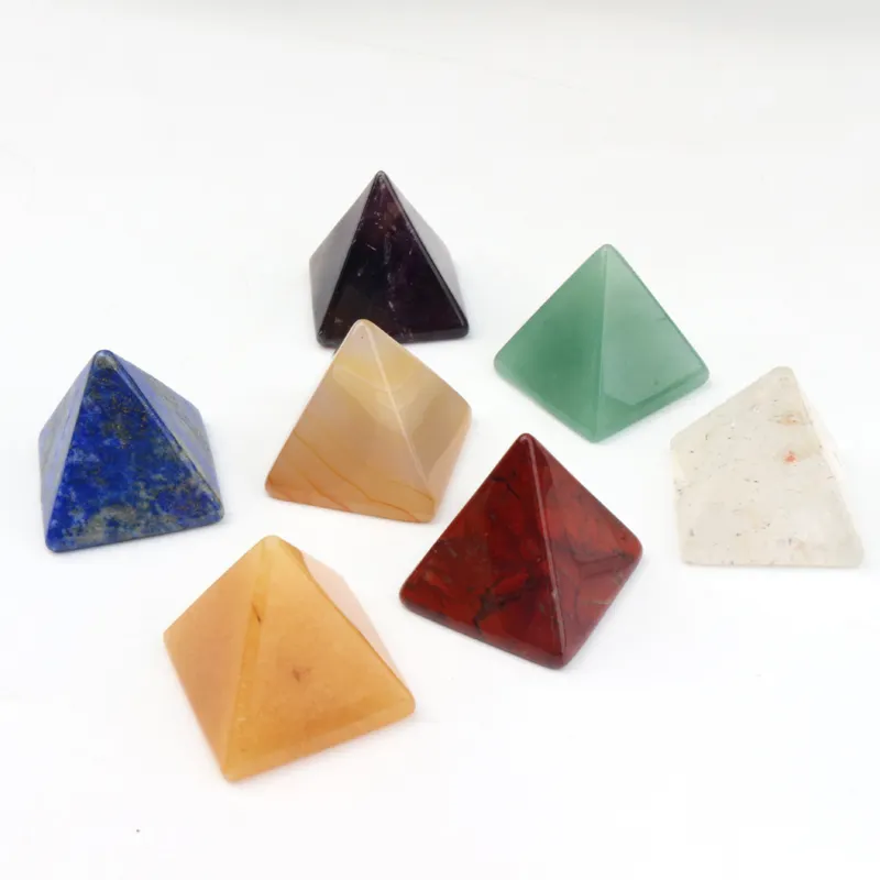 Mini pirámide curativa de cristal Natural, Gema de Chakra, 7, venta al por mayor