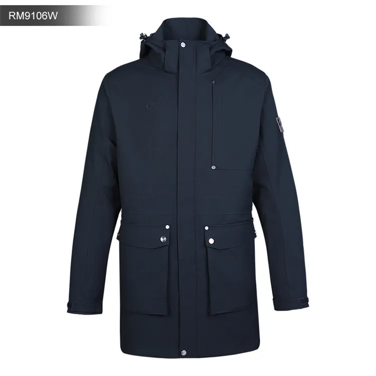 Mannen Windjack Outdoor Casual Waterdichte Ademende Lange Jas Met Afneembare Capuchon Jaket