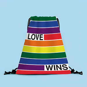 Custom Logo <strong>Rainbow</strong> Unisex Pride Drawstring Backpack Bag for Adults and Kids Swimming and Beach - Product Image 5