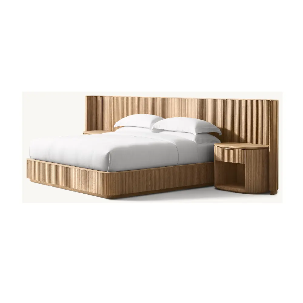 Design classico di lusso comodino mobili camera da letto solido telaio in legno doppia regina King Size scatola letto aperto comodini