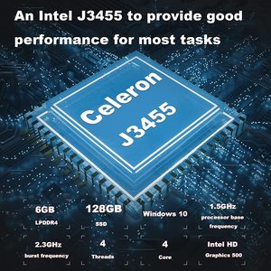AWOWミニデスクトップPC Intel Celeron J3455クアッドコア6GB LPDDR4 128GB SSDデュアルバンドWiFi新しい米国/EUプラグ - Product Image 2
