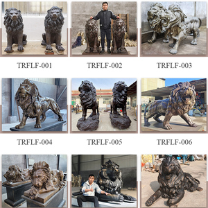 TREVI รูปปั้นสิงโตทองสัมฤทธิ์ดีไซน์ขนาดชีวิตคู่สำหรับตกแต่งสวนกลางแจ้ง - Product Image 4