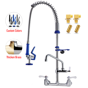 Thương mại Nhà bếp Vòi Mixer 37/31inch treo tường bồn rửa tap với xử lý duy nhất 3mm 304sus đồng thau dày trước khi rửa sạch đơn vị + 304sus - Product Image 2