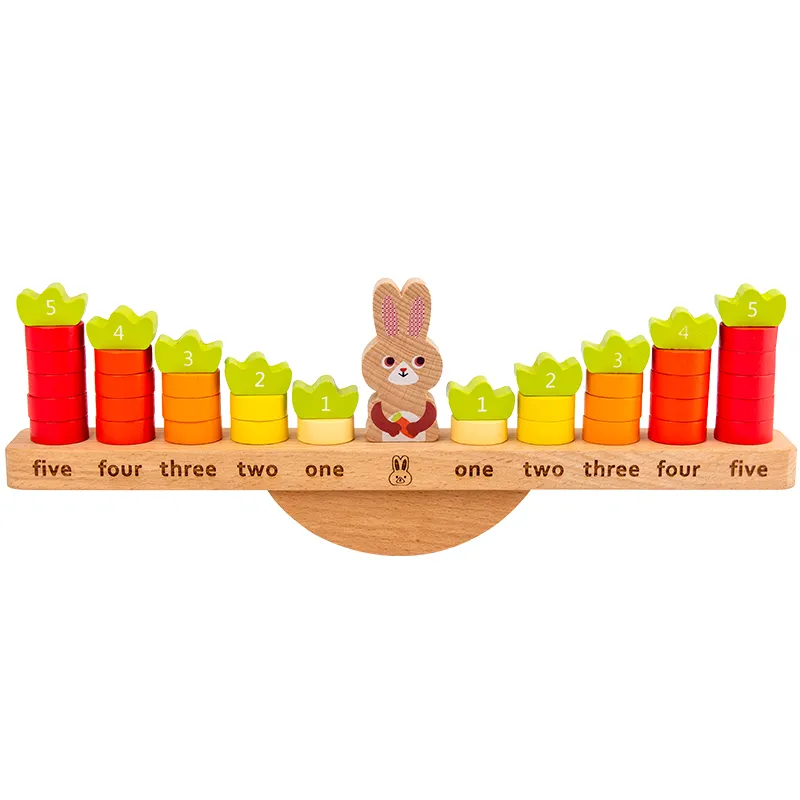Apprendimento precoce blocchi di equilibrio di coniglio in legno giochi di conteggio della matematica illuminazione digitale educativa giocattoli Montessori per bambini
