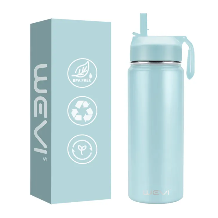 WeVi 18oz Auslaufs ichere Edelstahl Minimalist Weithals Vakuum Sport Wasser flasche mit Seil