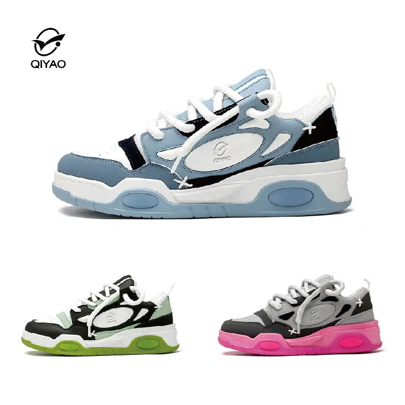 Qiyao Logo Kustom Asli Sepatu Skateboard Kosong untuk Pria Sepatu Sneaker Skateboard Desainer Pria