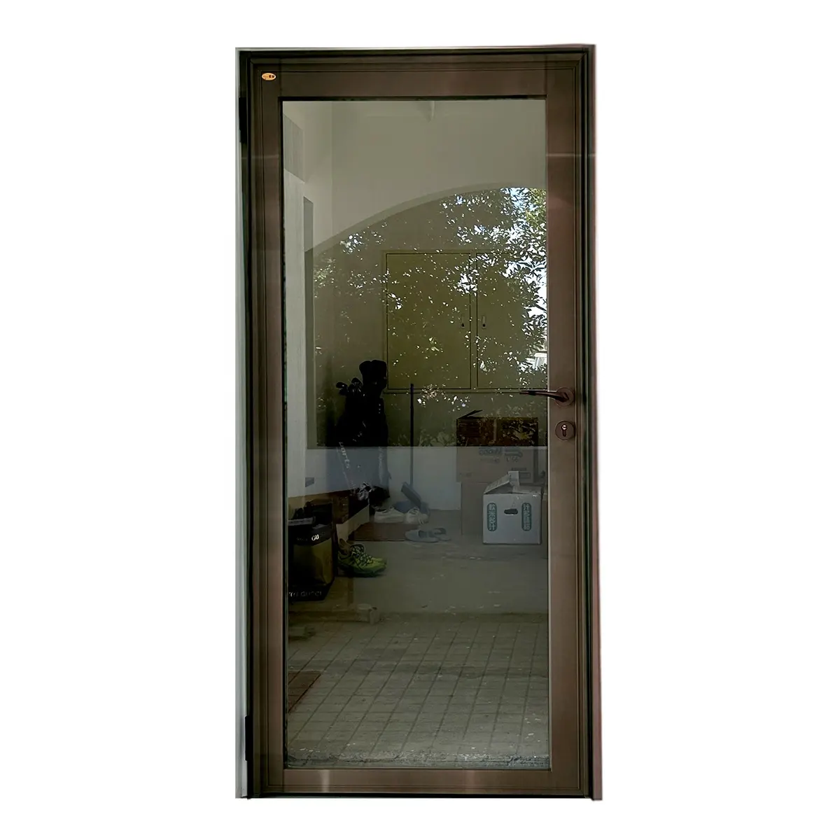 Vendita calda semplice porta d'ingresso in vetro con struttura in acciaio al titanio porta in vetro insonorizzata