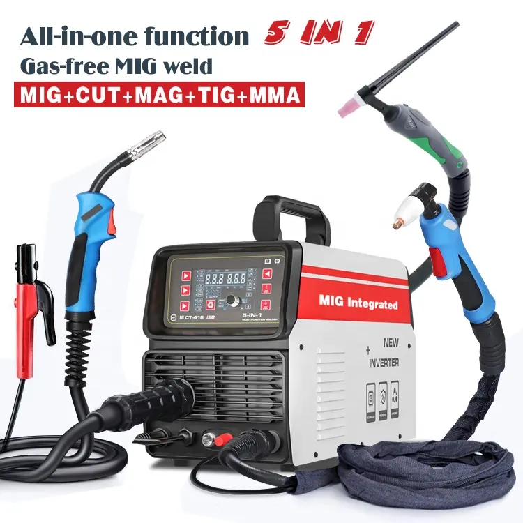 5 IN 1 Multifungsi Mesin All-In-One MIG TIG Plasma CUT Gratis Gas Mig MMA Inverter Luar Ruangan Mesin Las Peralatan Tukang Las