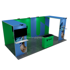 Stand de exposición de aluminio de diseño personalizado Cabinas de esquema de carcasa modular para la Expo de Oriente Medio El stand de aluminio es reutilizable - Product Image 1