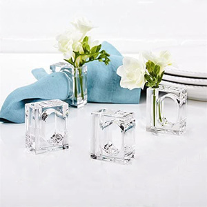 Clear Solid Acryl Servetringen Met Bud Bloem Houder Groothandel Lucite Servet Ring Voor Bruiloft Decor - Product Image 1