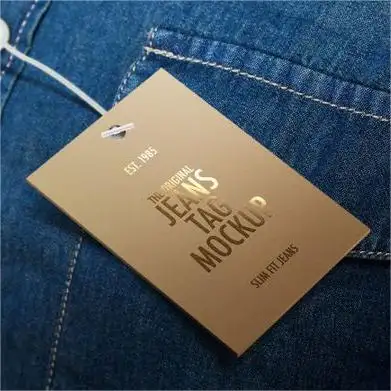 Etiquetas de lujo con logotipo de lámina dorada, suministro directo de fábrica, etiquetas de buen precio, etiquetas para ropa, para negocios pequeños