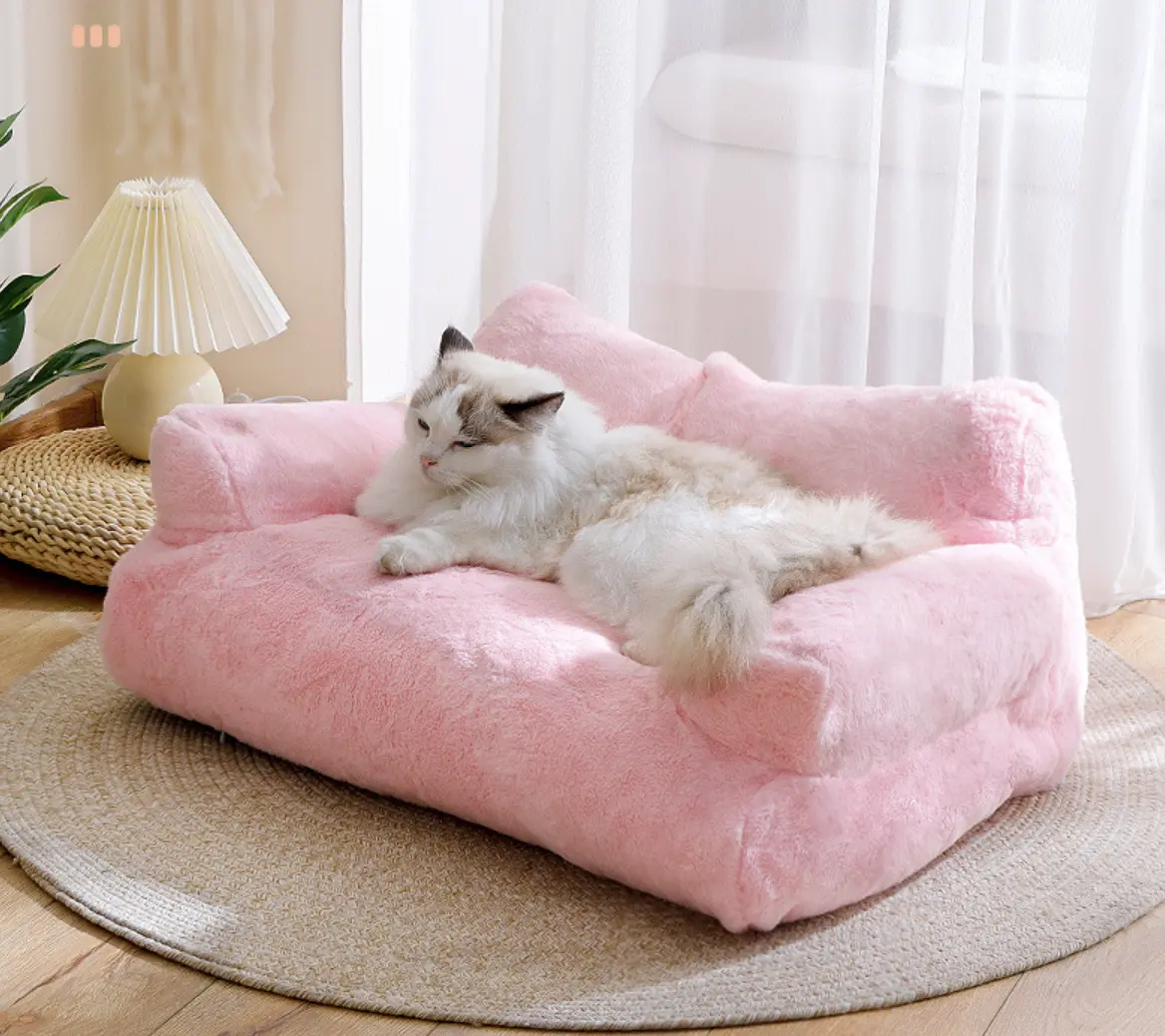 Màu Hồng Fluffy Dễ Thương Có Thể Giặt Mùa Đông Ấm Áp Mềm Pet Dog Mèo Sofa Giường Ghế Cũi Tổ Nguồn Cung Cấp