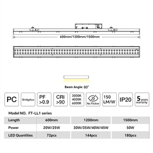 Cao lumens 150lm/W Công nghiệp theo dõi đèn nhôm PMMA 25 Wát SMD2835 thương mại LED tuyến tính ánh sáng với theo dõi núi - Product Image 2
