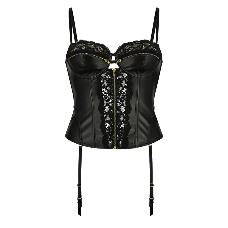 Donne Party Mesh Jacquard Bustier Top Lace Overbust Bustier Plus Size Shapewear Push Up corsetto in pelle gotica con mutandine