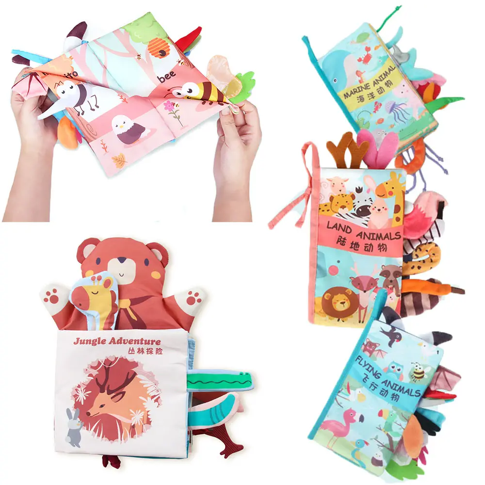 Libro di stoffa per bambini giocattoli educativi precoci per bambini libri in tessuto morbido e silenzioso animali