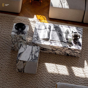 Yushi Đồ Nội Thất Bàn Cà Phê Thấp Chân Sang Trọng Tự Nhiên Tùy Chỉnh Calacatta Viola Cà Phê Bên Bảng - Product Image 2