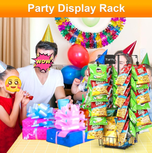 Tùy Chỉnh Snack Bán Lẻ Hiển Thị Đứng Với Giỏ 4 Hàng 56 Clip 360 ° Xoay Khoai Tây <span class=keywords><strong>Chip</strong></span> Giá Kẹo Lưu Trữ Giá - Product Image 4