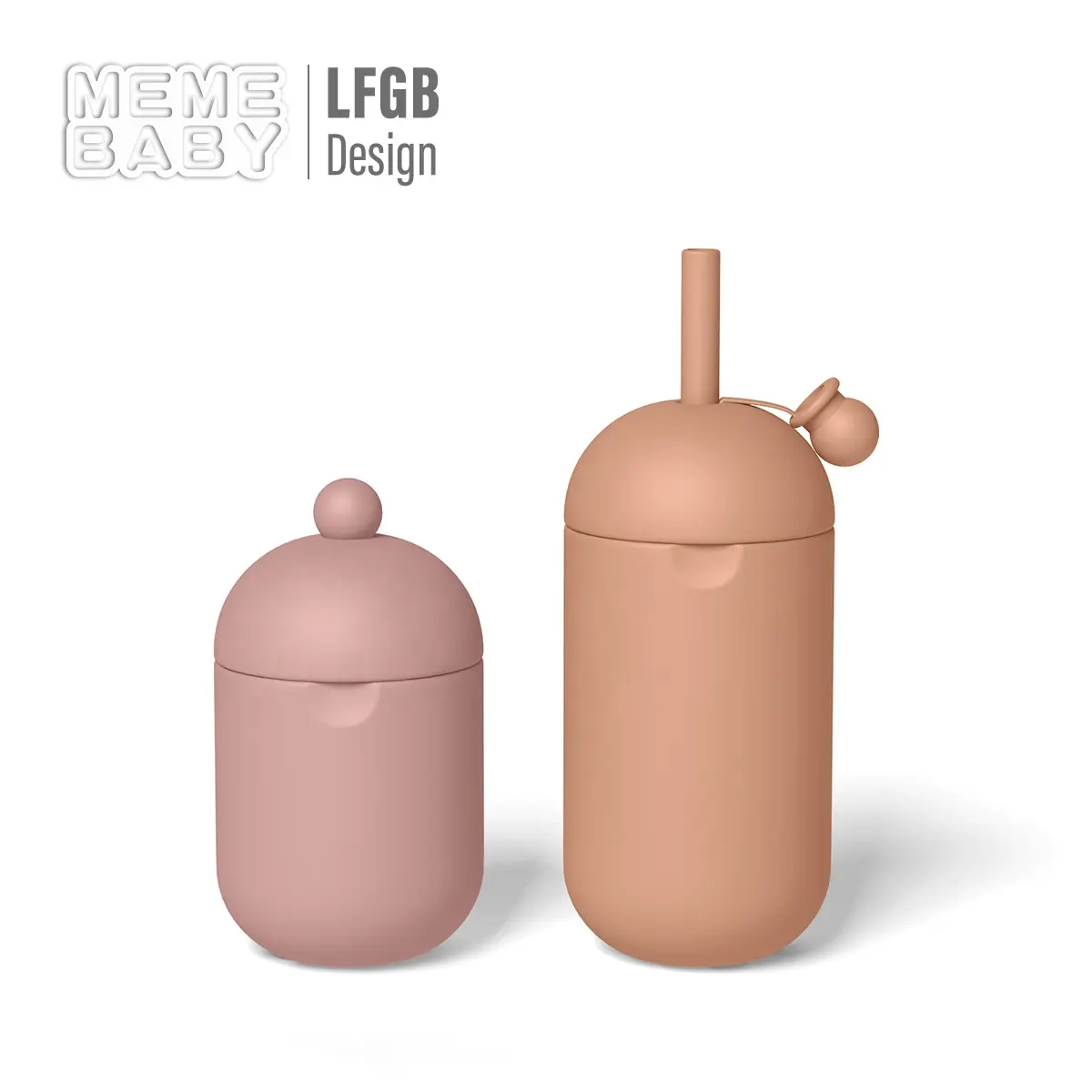 Bottiglia d'acqua in paglia di Silicone senza plastica personalizzata senza BPA bambini Toddler Kids Soft Baby tazze in Silicone con coperchi e cannucce