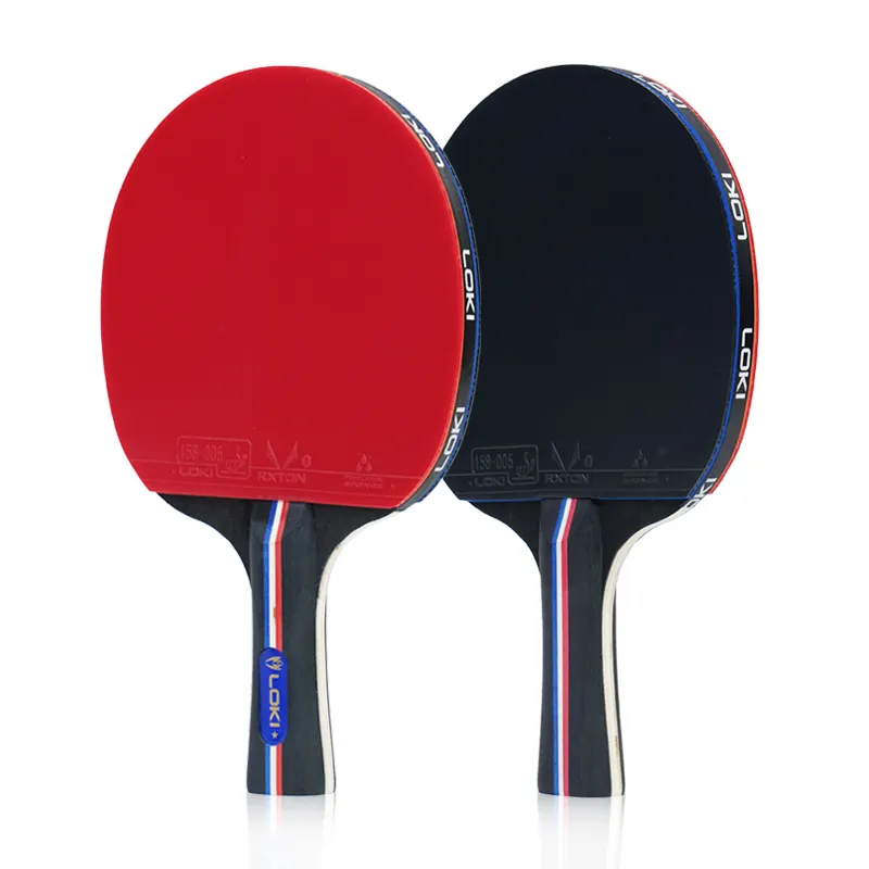 Raqueta de tenis de mesa de madera pura profesional con espinillas de doble cara, raquetas de ping pong Loki de goma