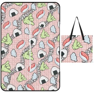 Tùy Chỉnh In Túi Xách Có Thể Gập Lại Dây Kéo Dã Ngoại Mat Hawaii Thời Trang Puakenikeni In Ấn Bãi Biển Gia Đình Dã Ngoại Mat Oxford Không Thấm Nước - Product Image 5