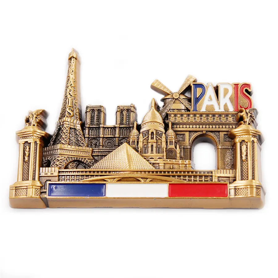 3D Paris Retro Customized Metal Magnet Fridge Magnets Of Notre Dame Places Of Historic Interest And Scenic Beauty