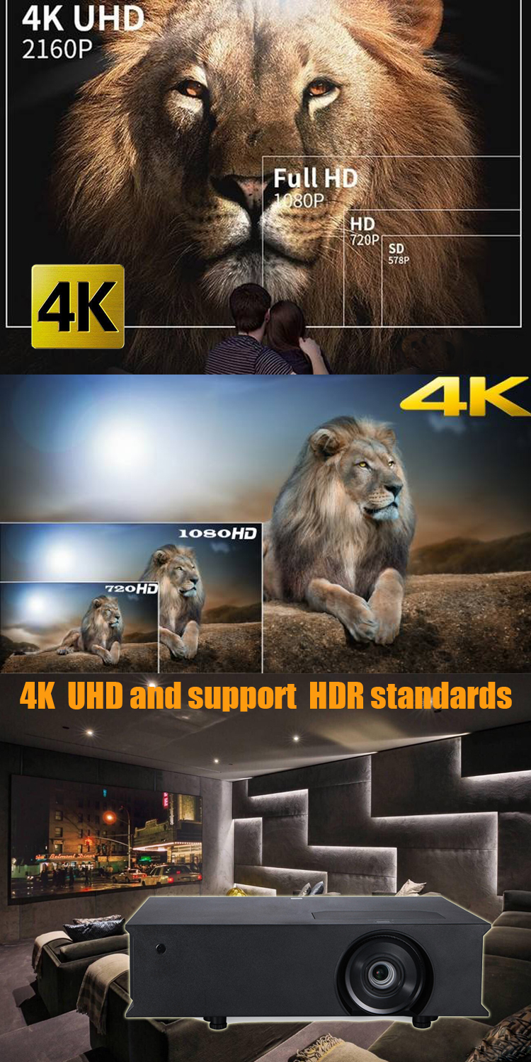 UHD 3840 2160 real projector 4k home theater outdoor projector 4k 8000 lumem laser 4k 3D tv