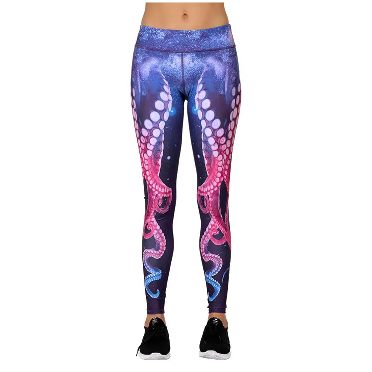 พิมพ์ดิจิตอล Tights Polainas Pola Celana Multi สีแฟนซีสัตว์พิมพ์ Octopus Leggings