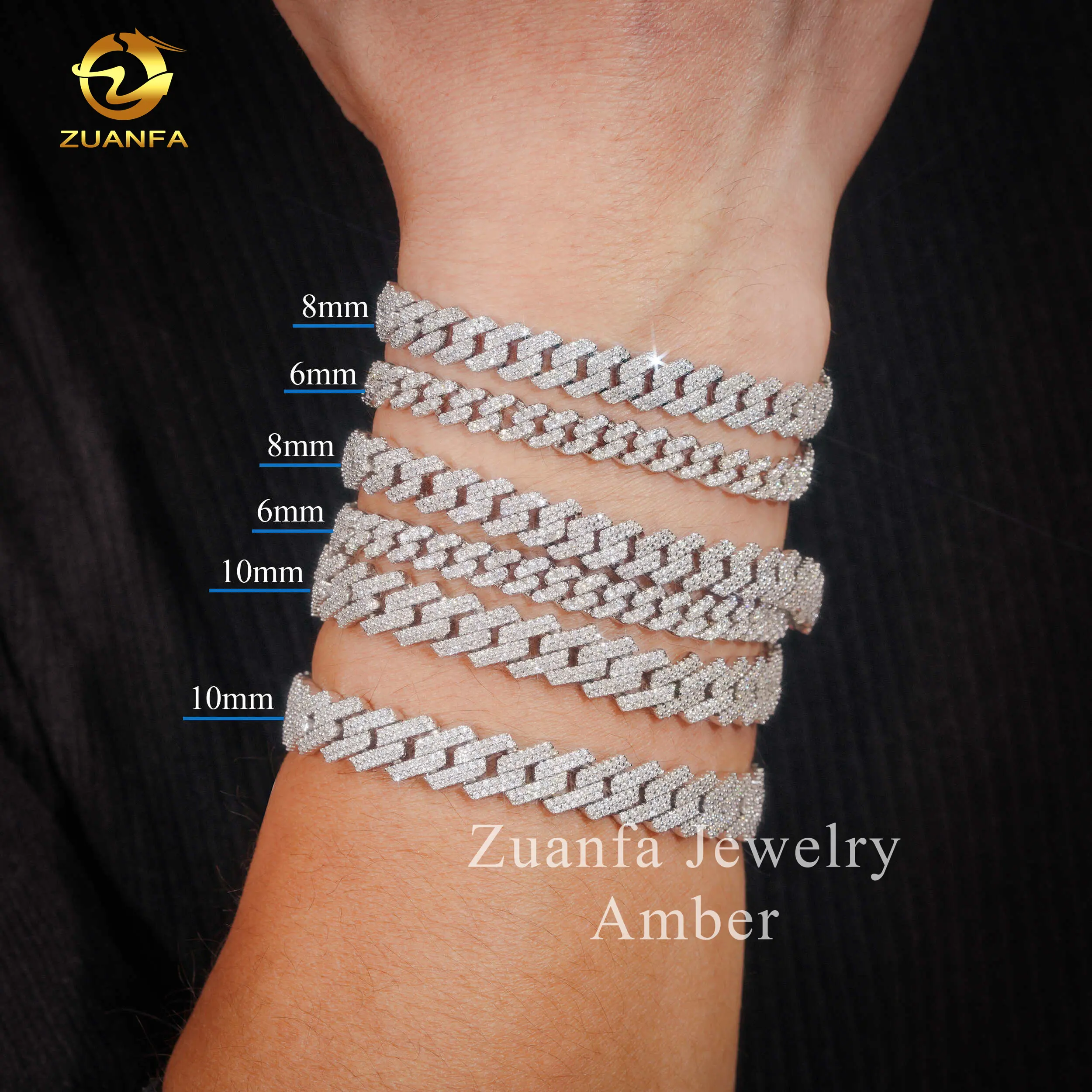 Vendita calda braccialetto di alta gioielleria s925 in argento sterling rodiato moissanite lab diamond uomini bracciale con link cubano