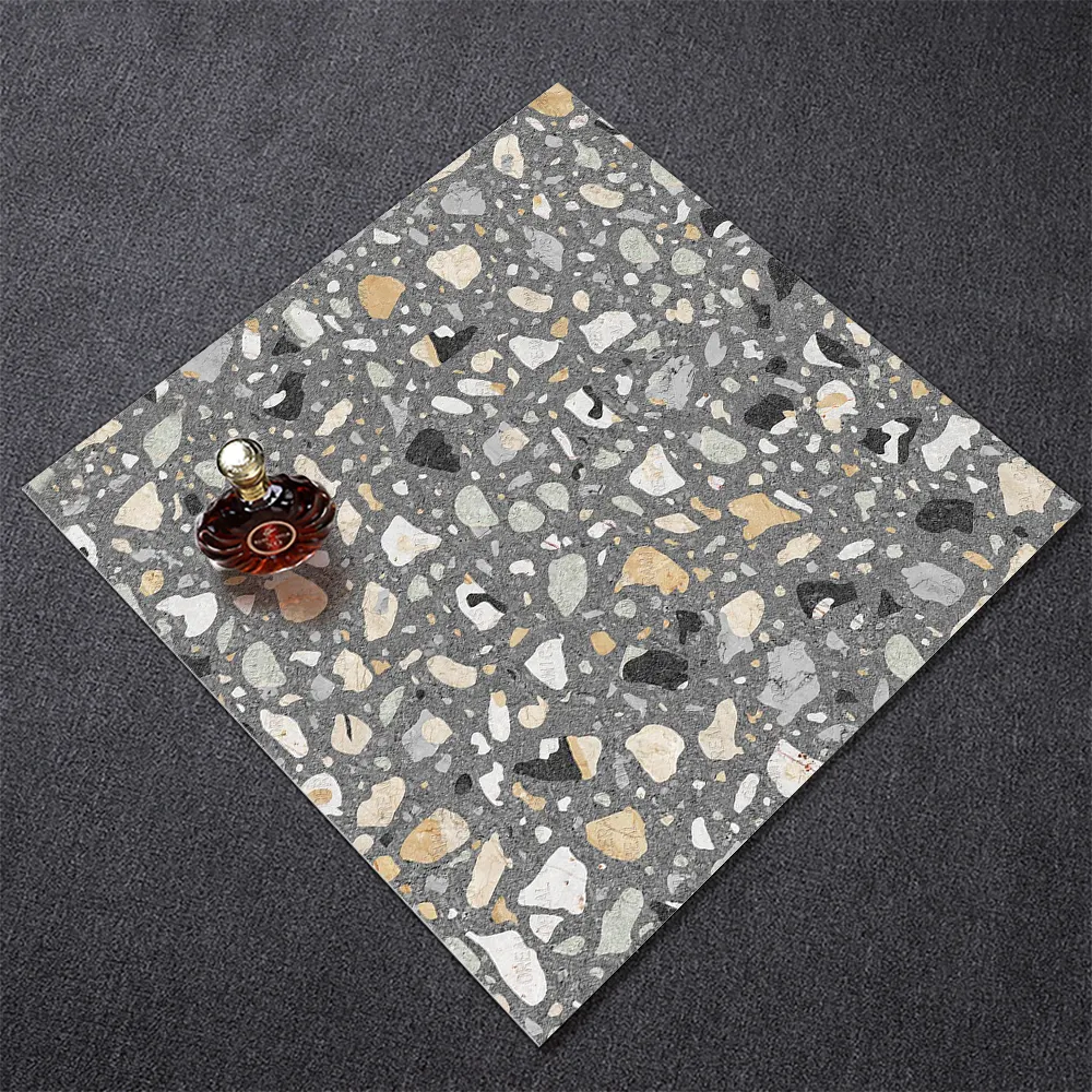 Azulejos de terrazo de suelo rústico de porcelana de diamante de 600*600mm coloridos de alta calidad para baldosas de suelo rústico mate para exteriores