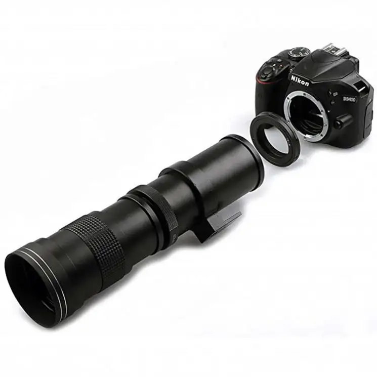 Lente de câmera de zoom manual 420-800mm f/8.3, para dslr nikon canon d3500 d7500 d750 d500 d7200 d3200 d5300 d3400
