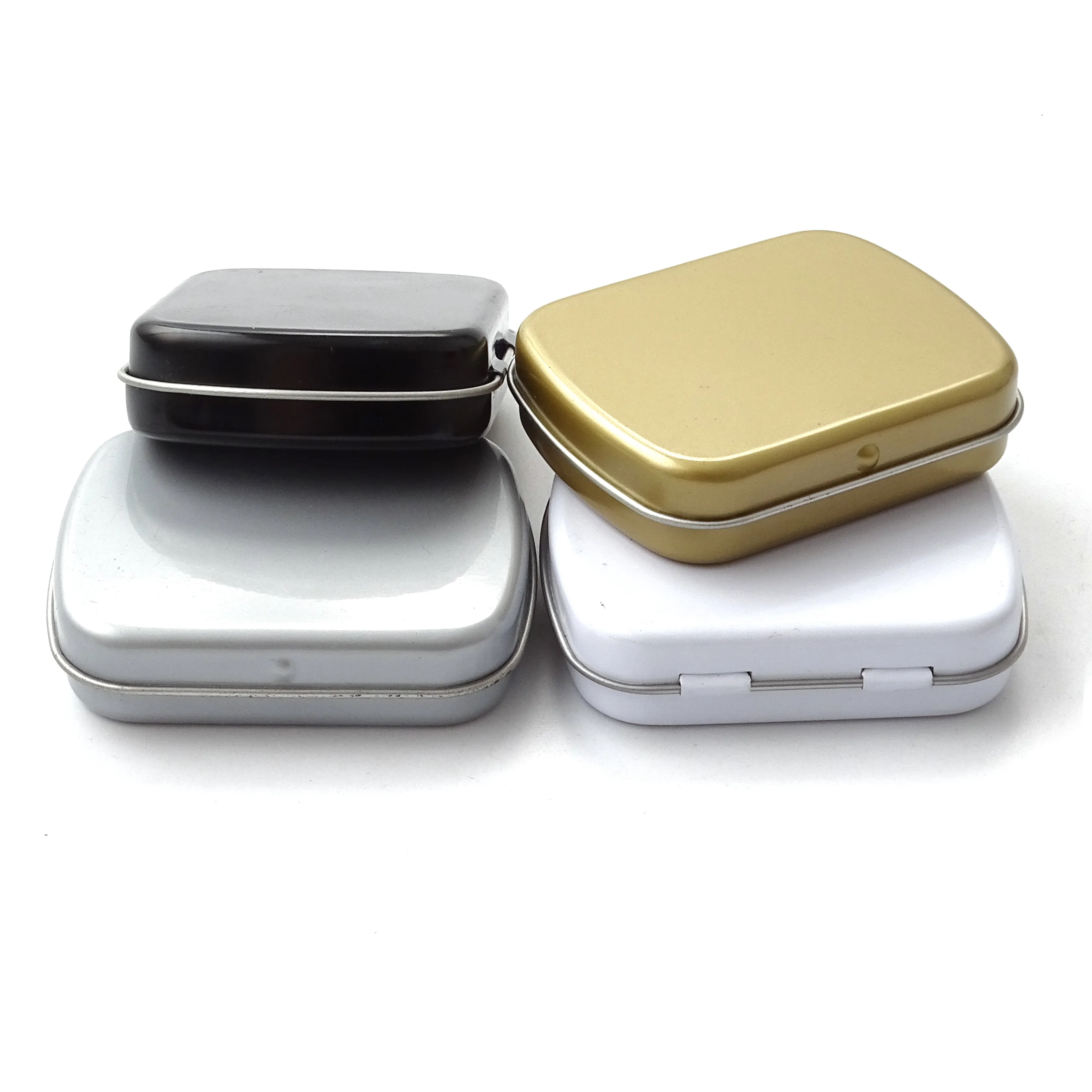 Mini caja pequeña de lata para dulces de menta con Bisagras de Metal, venta al por mayor del fabricante