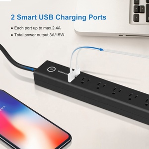 6路美国开关插座电源板电涌保护器2 USB 15A扩展插座125V额定电压6插座-可用NFC SDK - Product Image 3