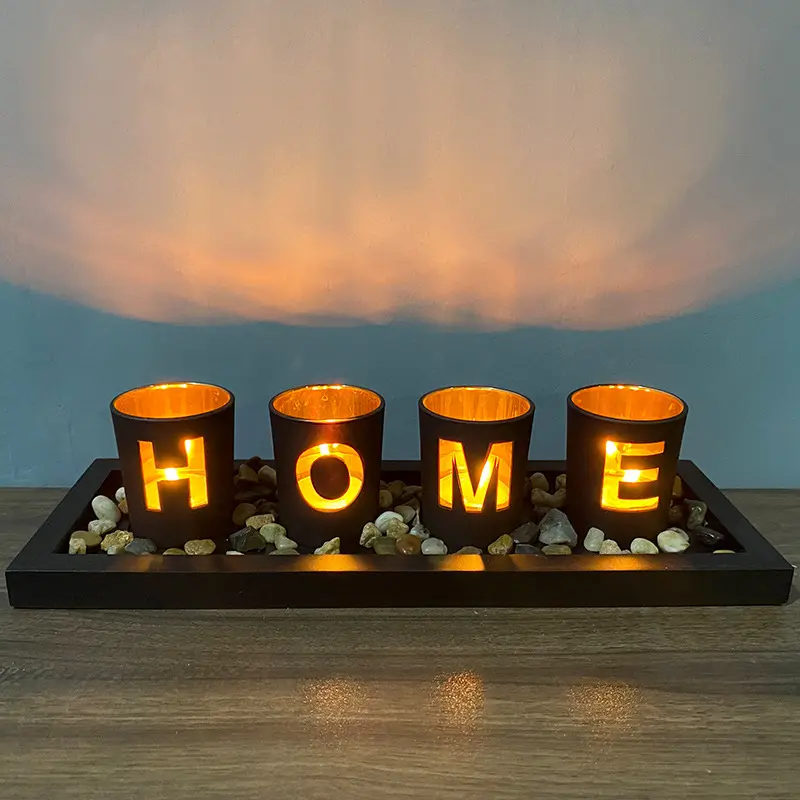 Wooden Letter Home Sweet Home Candlestick Set Glass candlestick Decoration Other Home Decor 2022