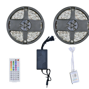 5050RGB набор 2 рулона 5 м приложение для мобильного телефона Регулируемый цвет 44-клавишный пульт дистанционного управления 12 В Европейский авиационный ящик USB световые струны - Product Image 4