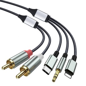 音频电缆8针至RCA立体声电缆插孔至2 RCA音频辅助Y分离器适配器3合1，带USB C和3.5毫米金聚氯乙烯库存 - Product Image 2