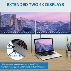 OEM便携式扩展坞8合2 USB C集线器适配器，适用于Macbook Thunderbolt 3铝分路器智能usb-c集线器 - Product Image 5