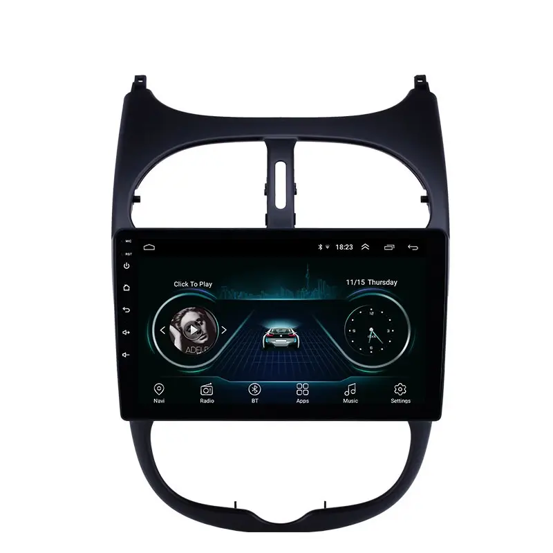 Автомагнитола 2 din, 1 + 16 ГБ, Android 9,0 для Peugeot 206 2001-2008, мультимедийный видеоплеер, GPS-навигация, dvd