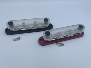 New 150A Black and Red Terminal Block Power Distribution 5/16'' <strong>M8</strong> <strong>Busbar</strong> With 4 Stud With Cover - Product Image 6